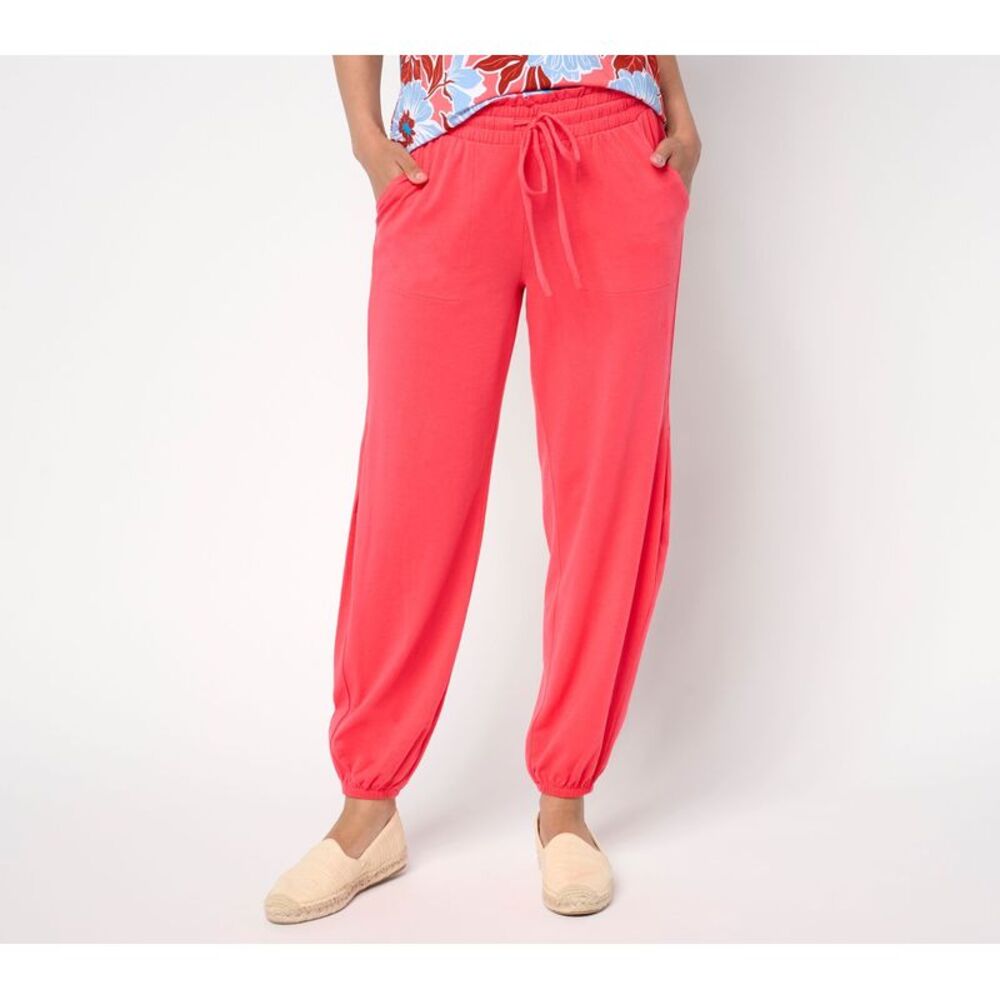 Summersalt Women's Petite Pants 2XP Cozy Knit Jersey Jogger Pleated Pink A692864